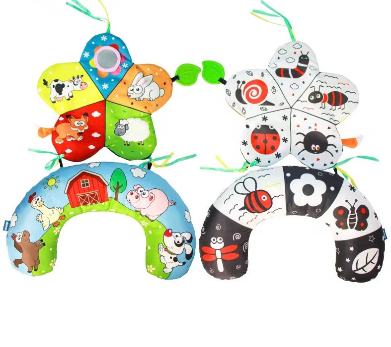 Baby Tummy Time Pillow & Sensory Toy Set