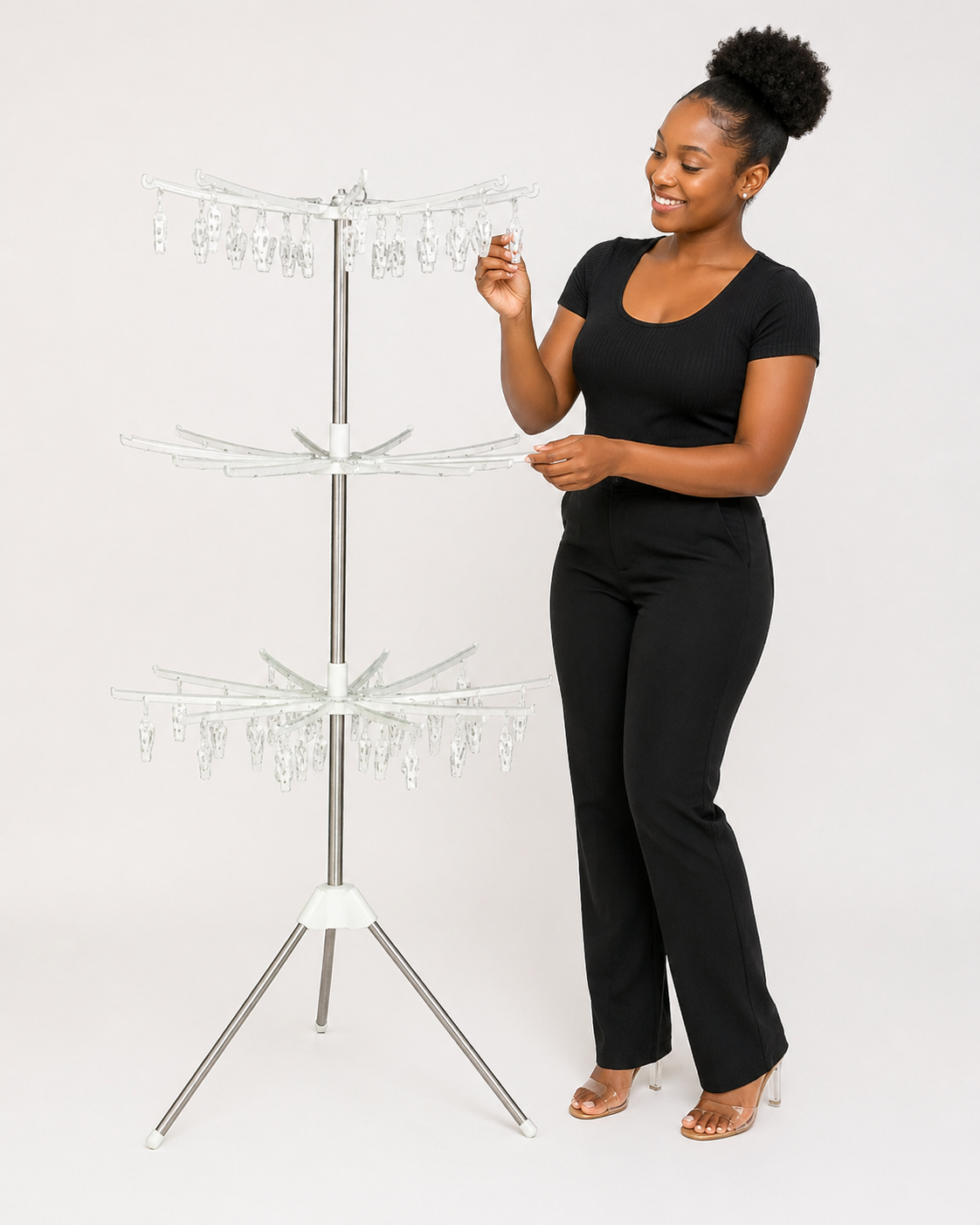 360° Rotating Clothes Rack – Multi-Tier Space Saving Organizer